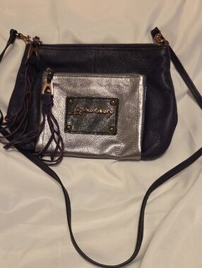 Purple and Silver Crossbody Bag with Tassel Detail